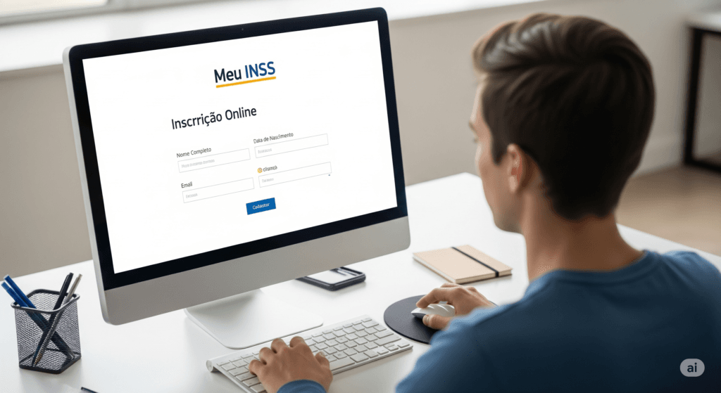 Guia passo a passo para fazer a inscrição no INSS online pelo computador.