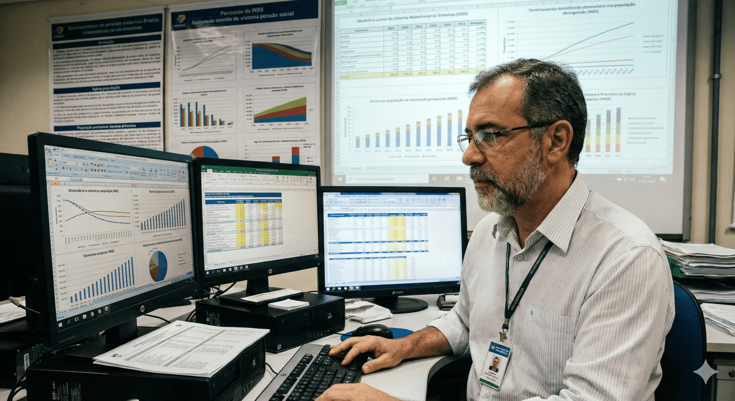 Servidor analisando as informações incorporadas ao CNIS para concessão de aposentadoria