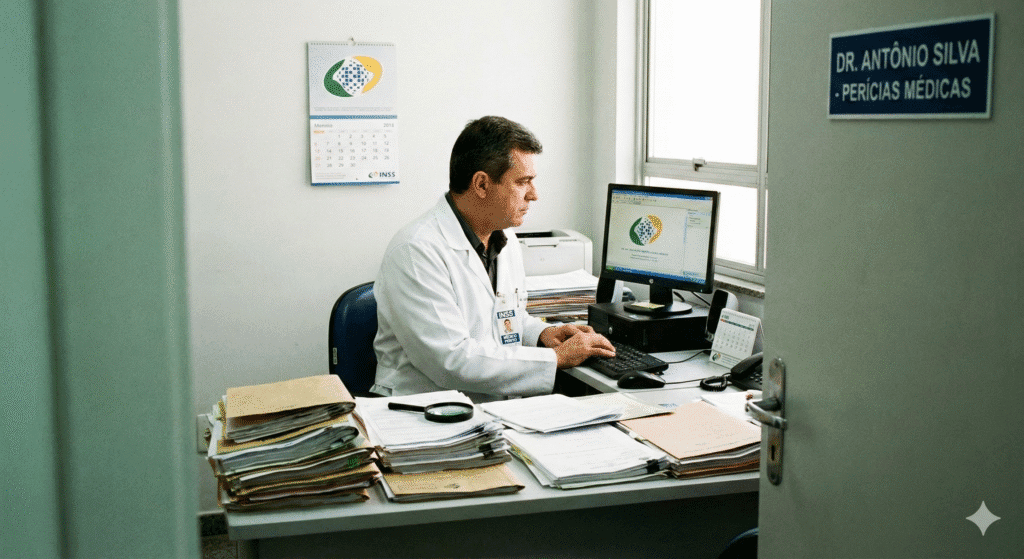 médico perito realizando a manutenção da aposentadoria por incapacidade permanente