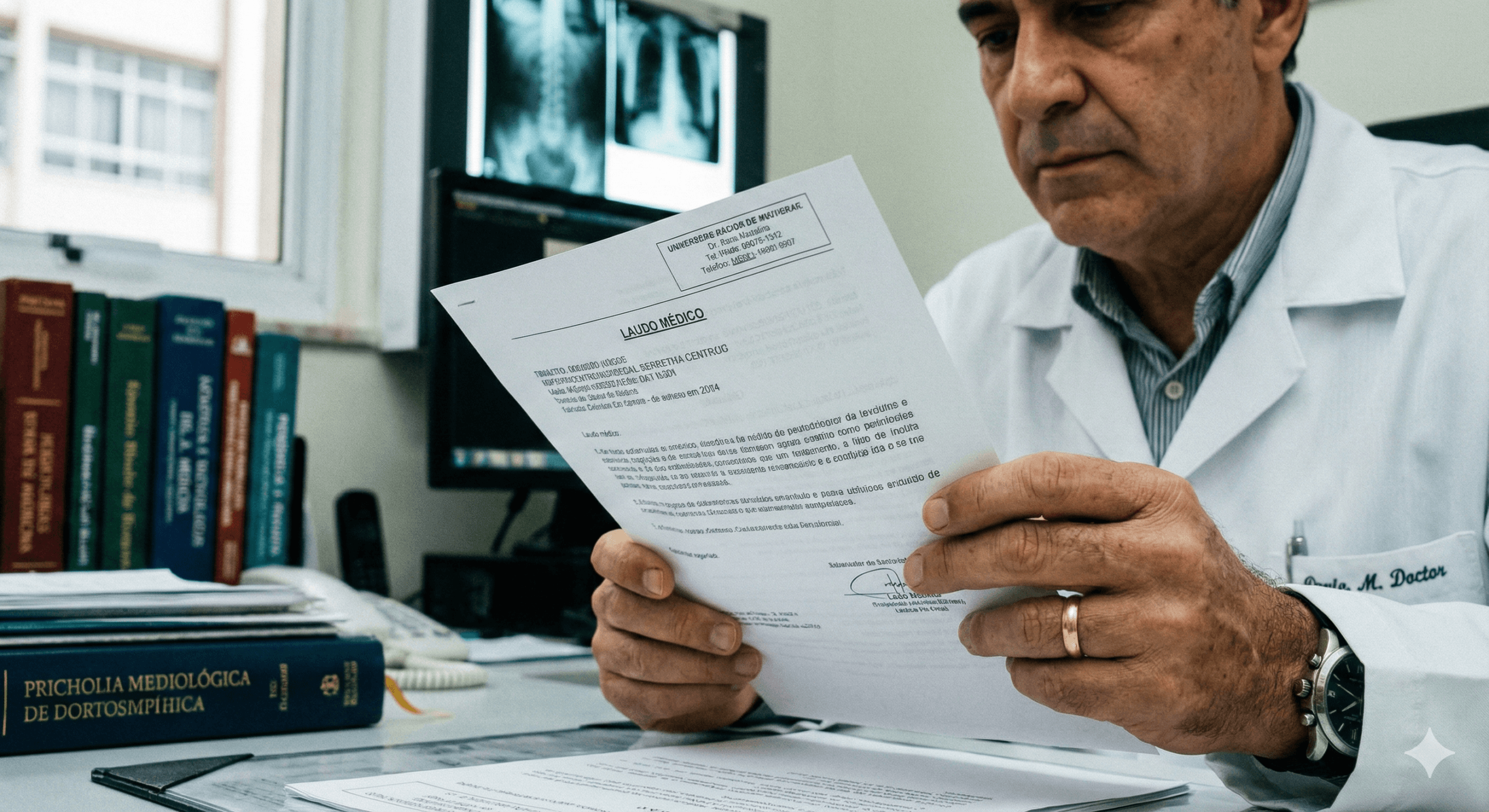 médico analisando exames para verificar requisitos de acesso ao auxílio por incapacidade temporária