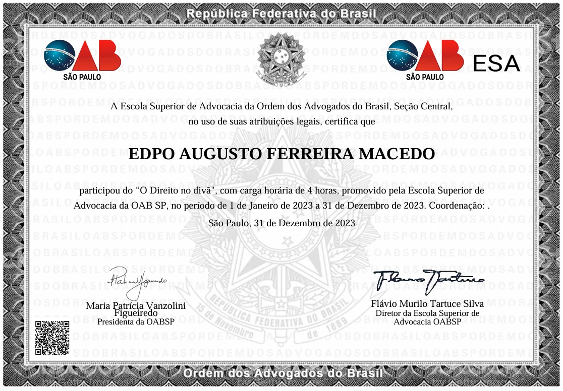 Certificado: O Direito no divã