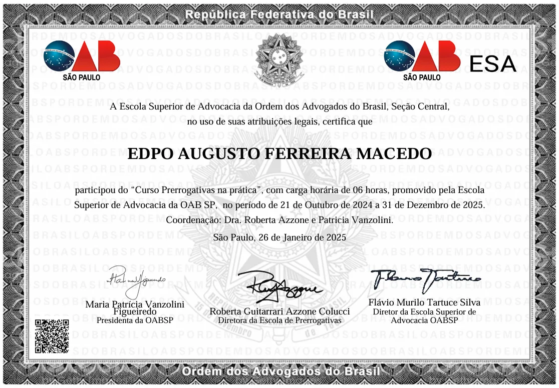 Certificado: Curso Prerrogativas na prática