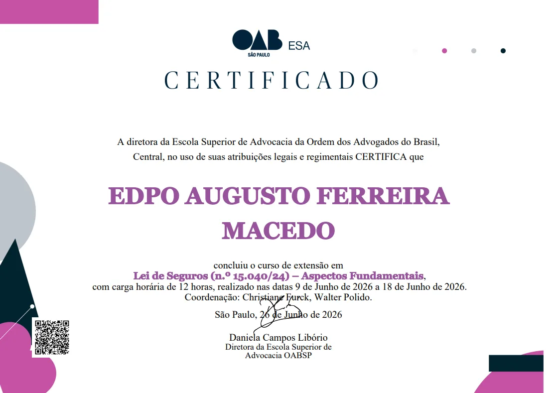 Certificado: Lei de Seguros (n.º 15.040/24) – Aspectos Fundamentais