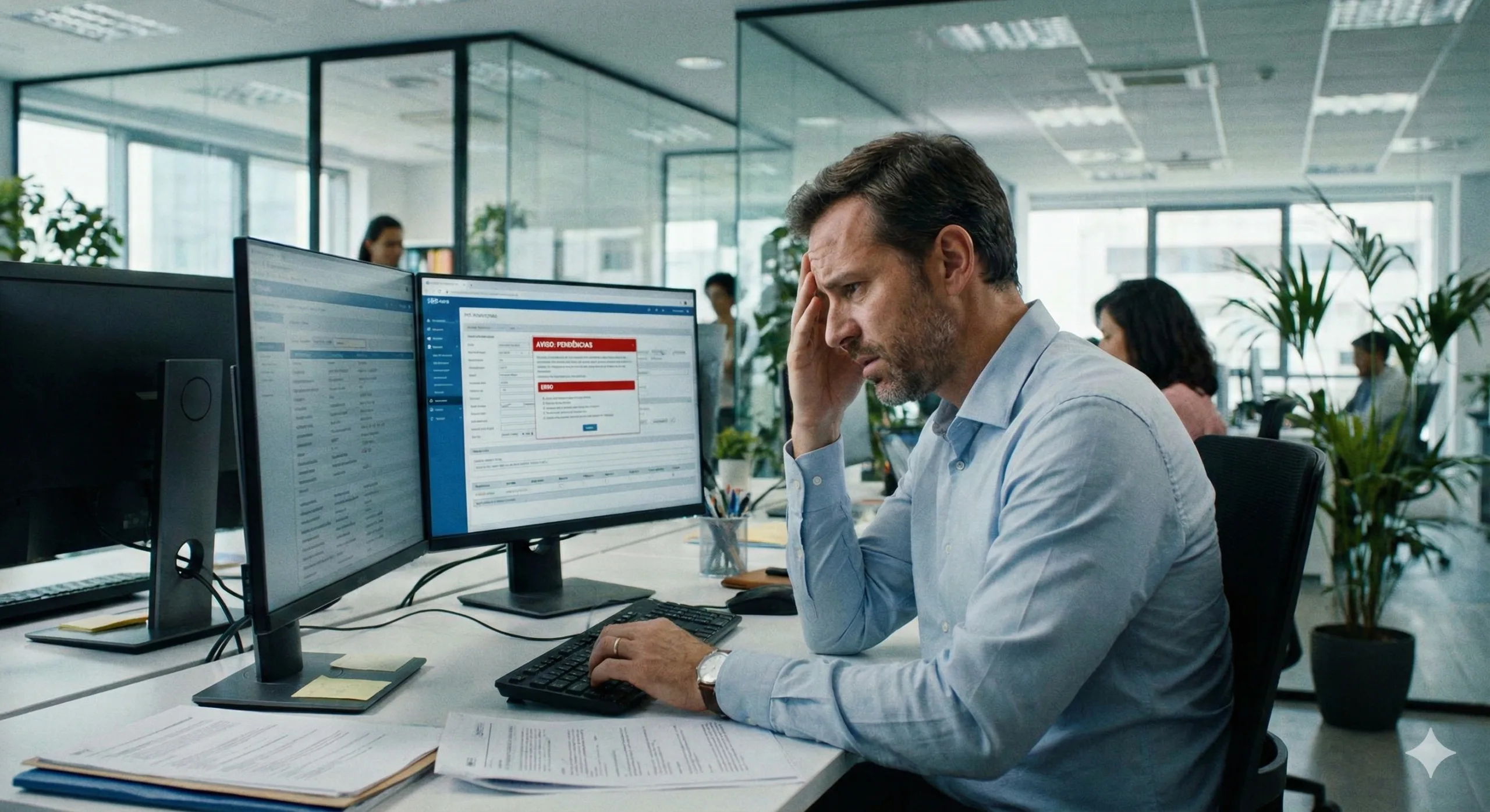 profissional realizando a comunicação de acidente do trabalho via sistema digital
