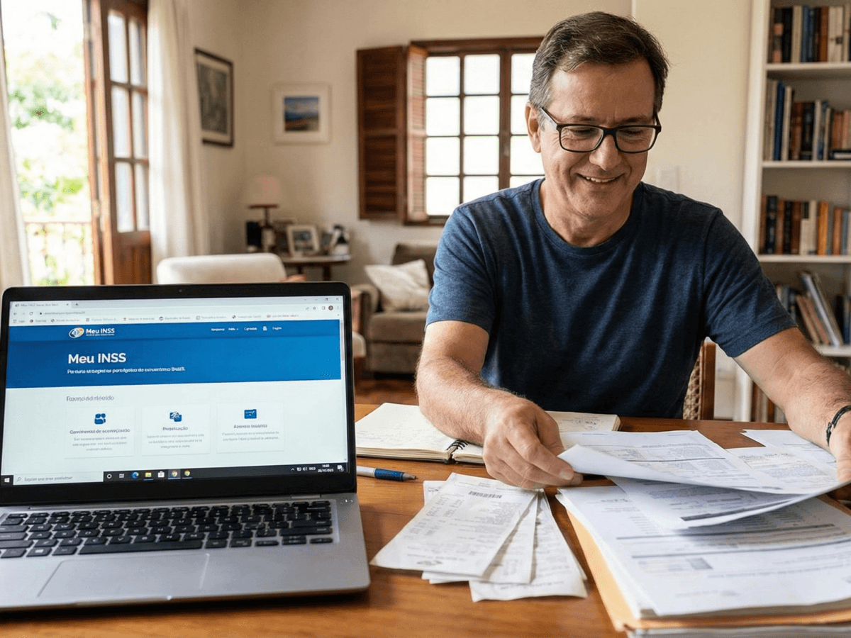 Profissional organizando documentos para comprovar atividade e remuneração do contribuinte individual perante o INSS