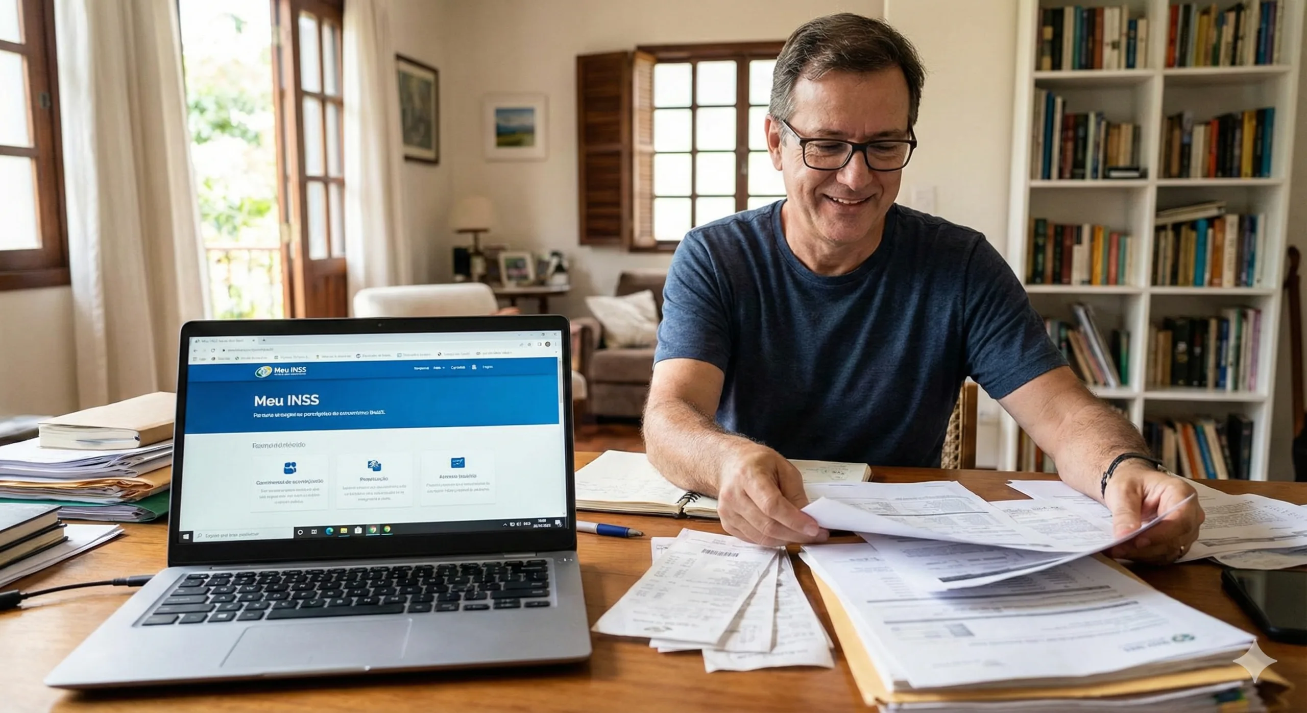 Profissional organizando documentos para comprovar atividade e remuneração do contribuinte individual perante o INSS