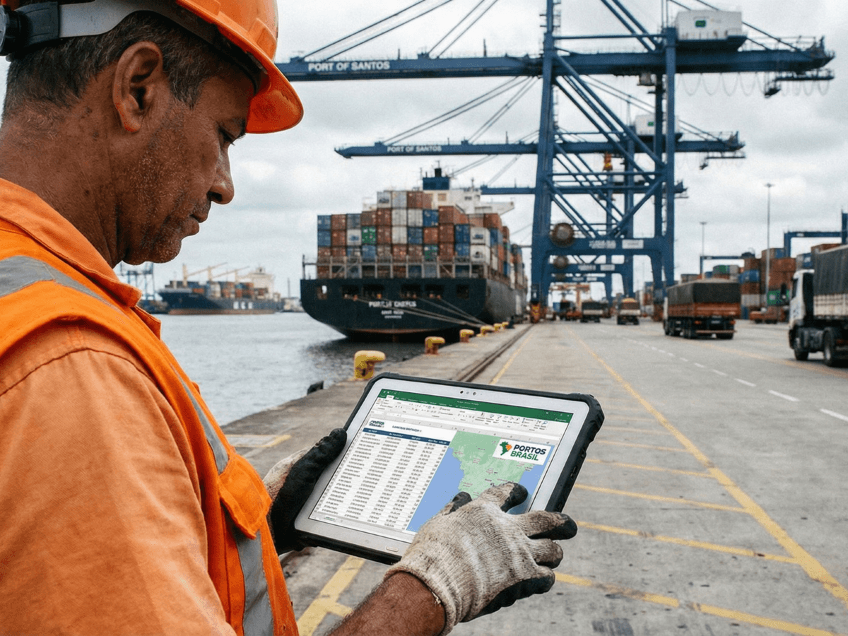 Trabalhador portuário verificando a atividade e remuneração do trabalhador avulso no sistema digital