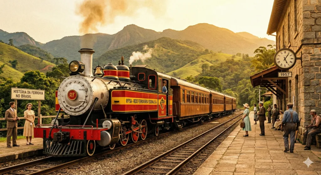 Trem da RFFSA representando o direito aos benefícios previdenciários dos ferroviários