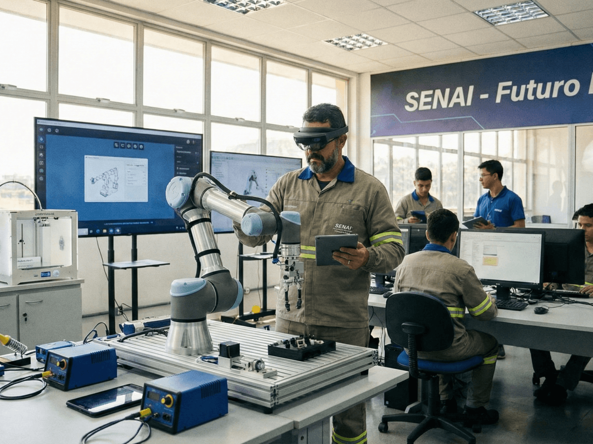 Trabalhador em curso de capacitação como parte do programa de habilitação e reabilitação profissional do INSS