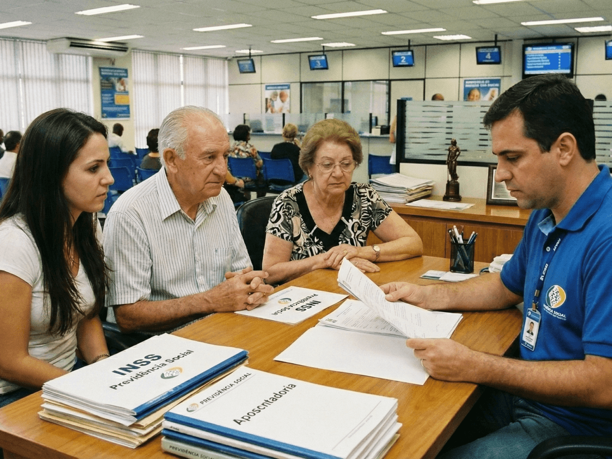 Família analisando documentos para solicitar pensão por morte em 2026