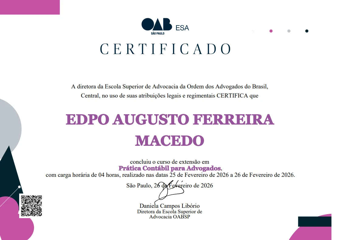 Certificado: Prática Contábil para Advogados