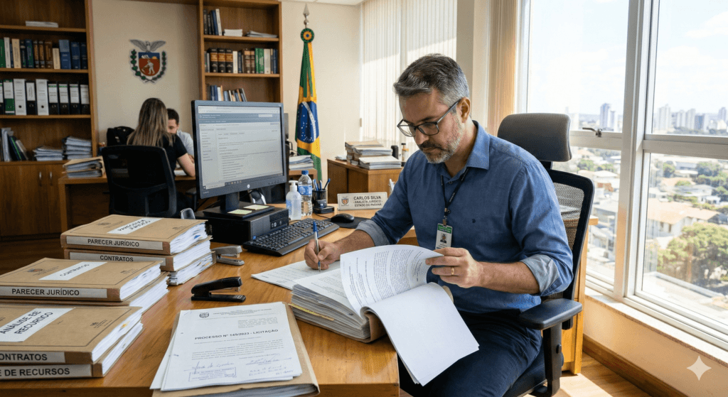 Servidor público analisando o requerimento de abono de permanência especial.