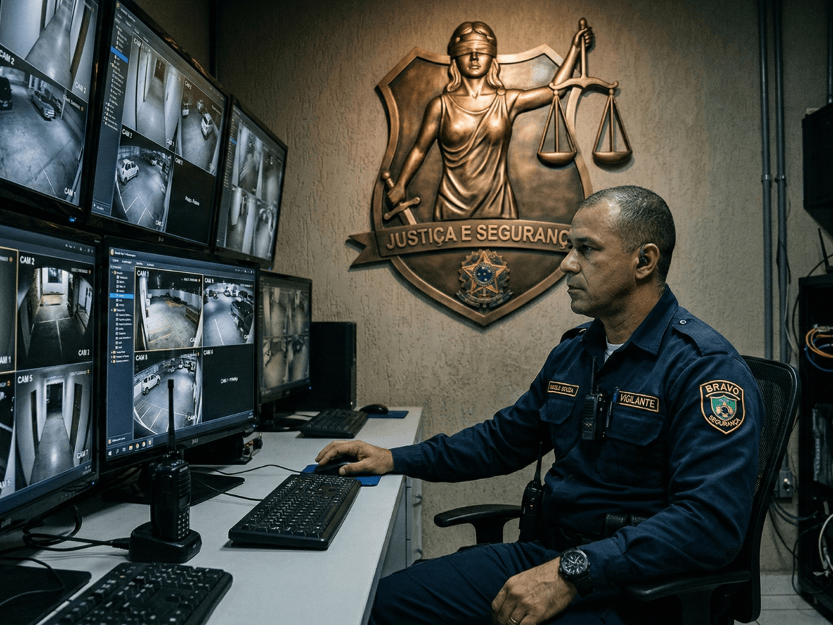 Profissional de segurança aguardando as novas regras da aposentadoria especial do vigilante no Brasil.