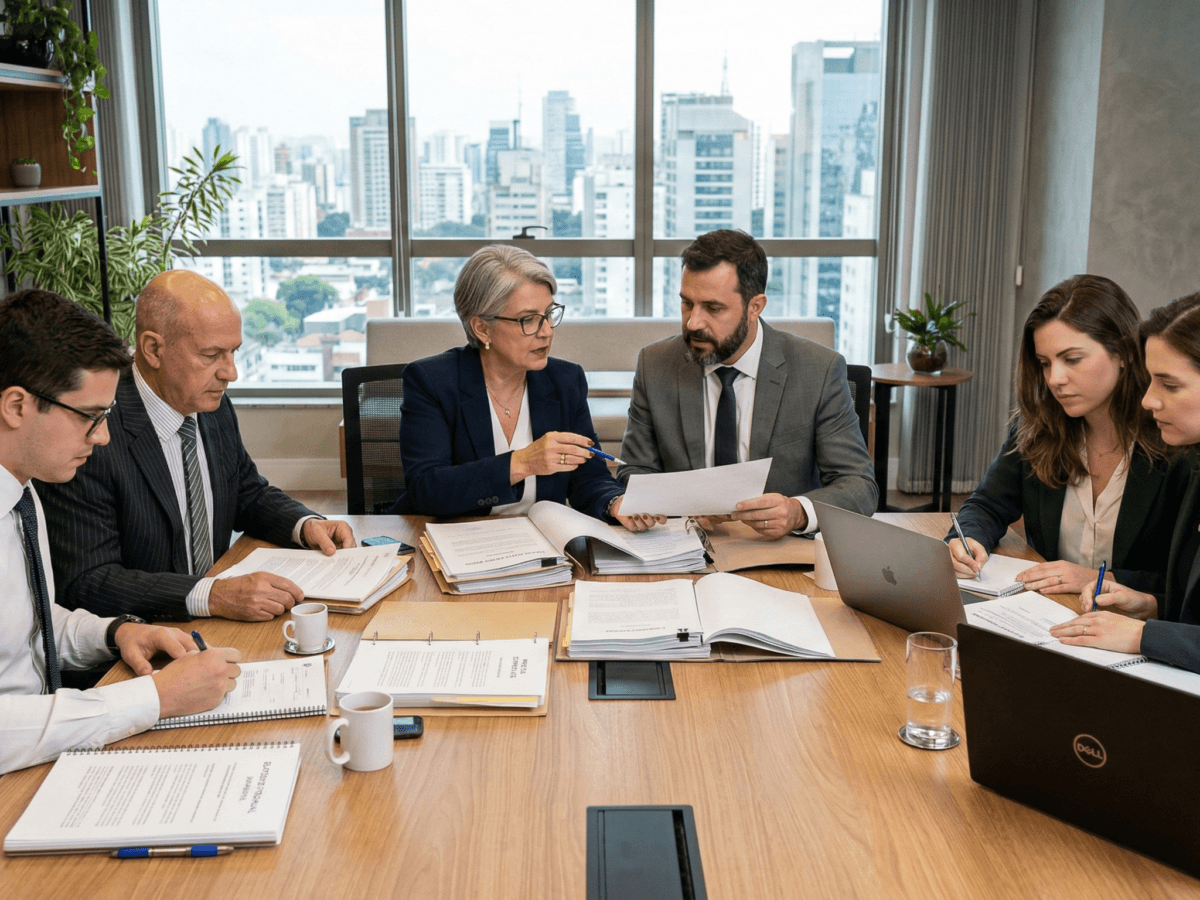 Profissionais analisando documentos para o processo de renovação de CEBAS com base na jurisprudência do STJ