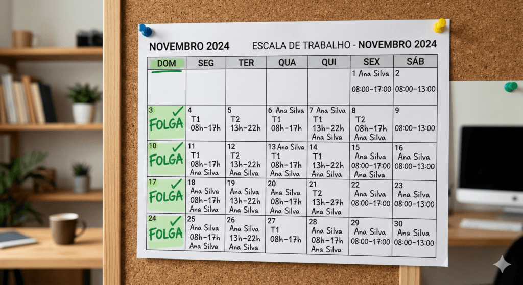 Escala de revezamento dominical quinzenal conforme o Artigo 386 da CLT