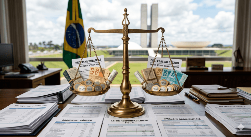 Balança da justiça simbolizando o controle do teto constitucional e equilíbrio de verbas
