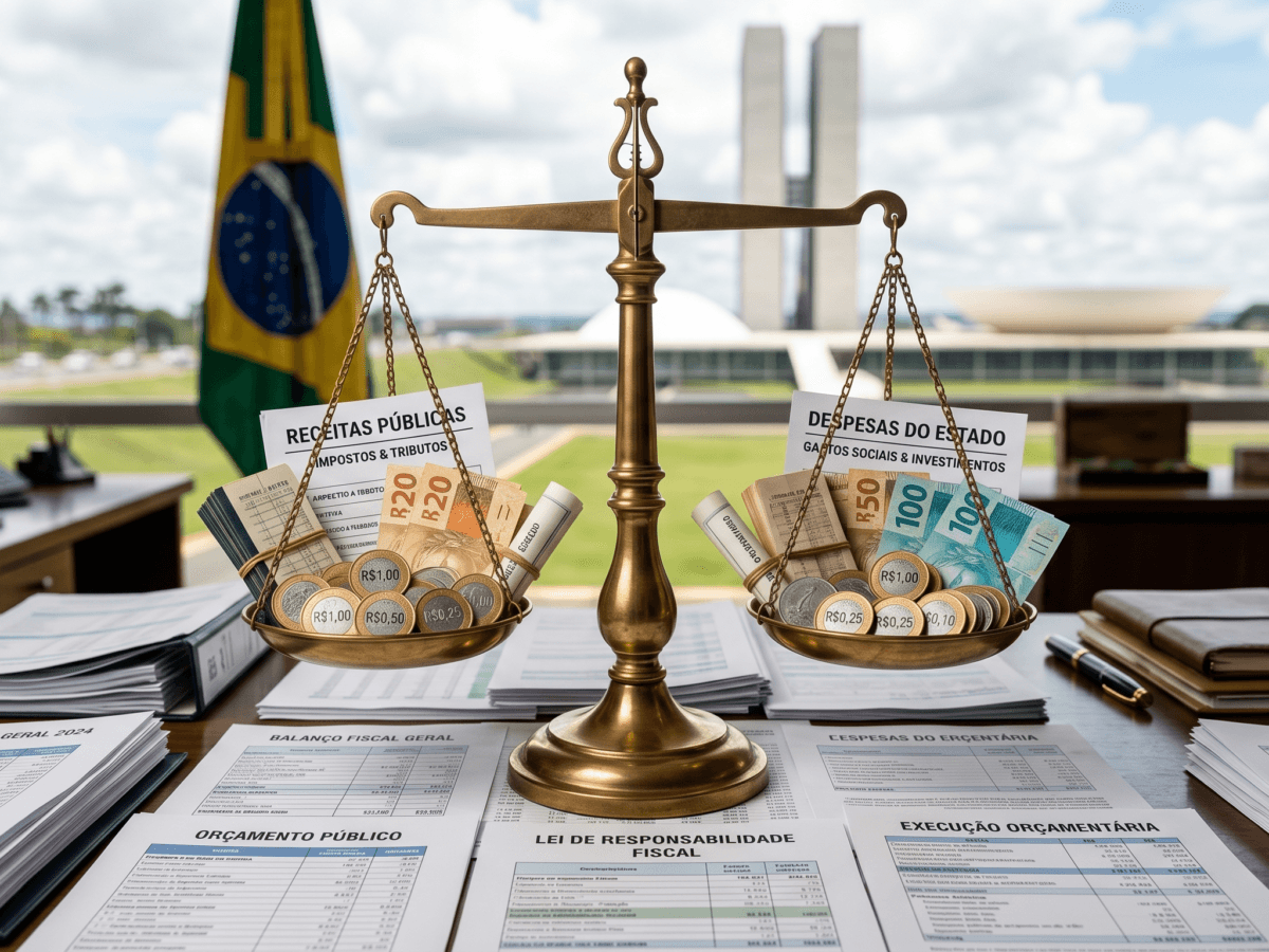 Balança da justiça simbolizando o controle do teto constitucional e equilíbrio de verbas