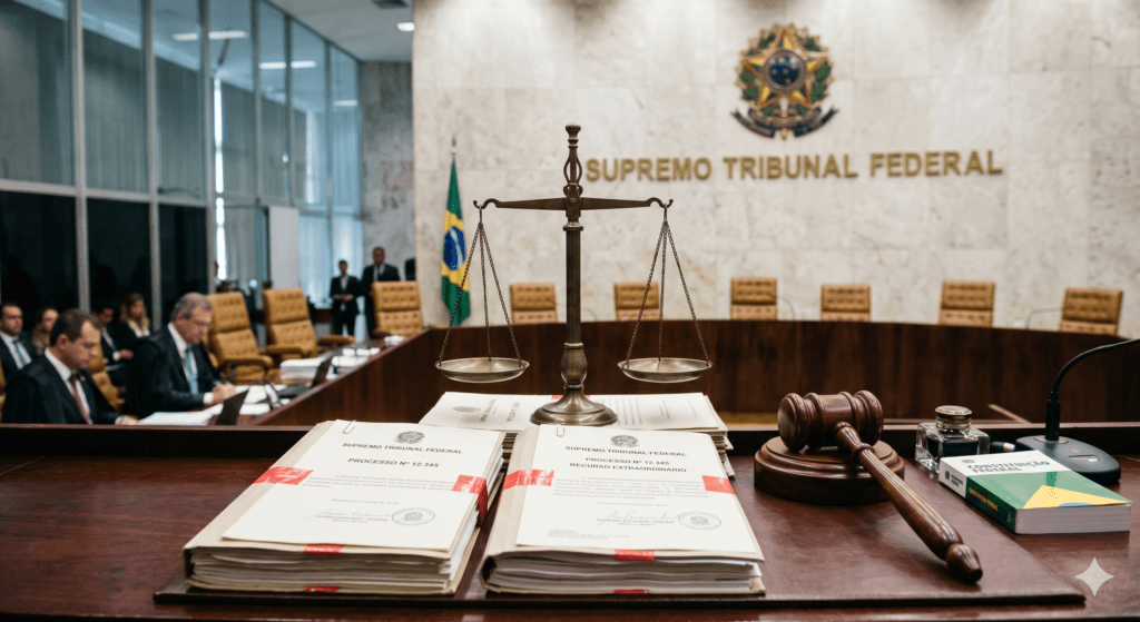 Representação simbólica de um julgamento sobre honorários periciais pelo Ministério Público no Supremo Tribunal Federal.