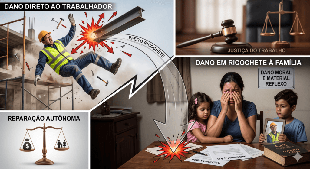 Advogado especialista analisando um processo sobre dano em ricochete no Direito do Trabalho
