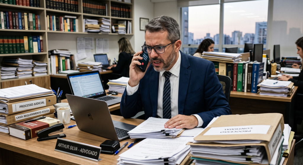 Um profissional avaliando as regras do celular como produto essencial em seu escritório.