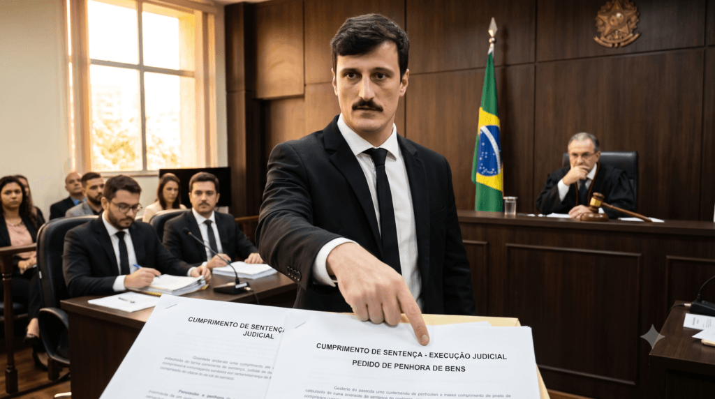 Advogado especialista estruturando tese para cumprimento de sentença de alta complexidade
