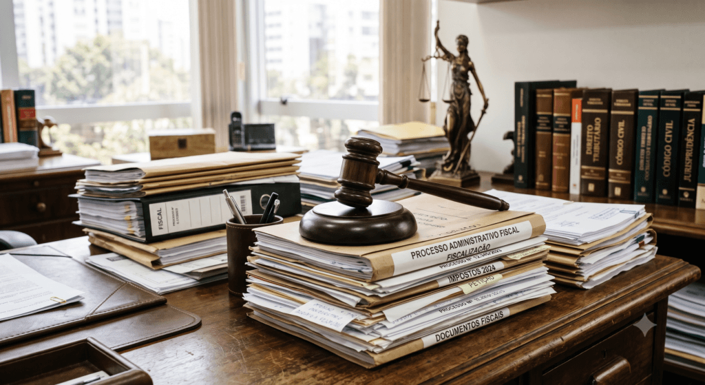 Martelo de juiz representando a extinção de execução fiscal em processos tributários