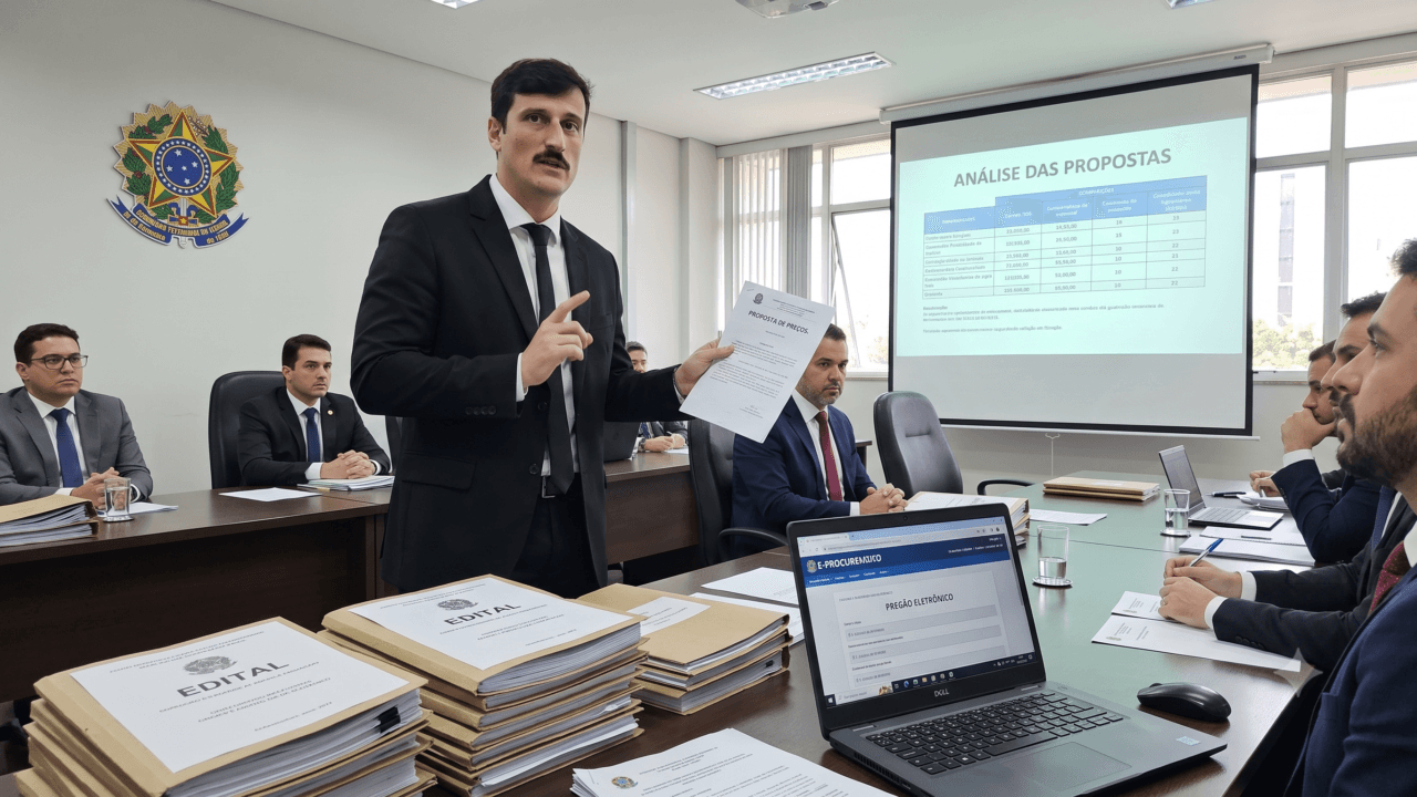 Advogado especialista revisando editais e atuando de forma técnica em licitações públicas.
