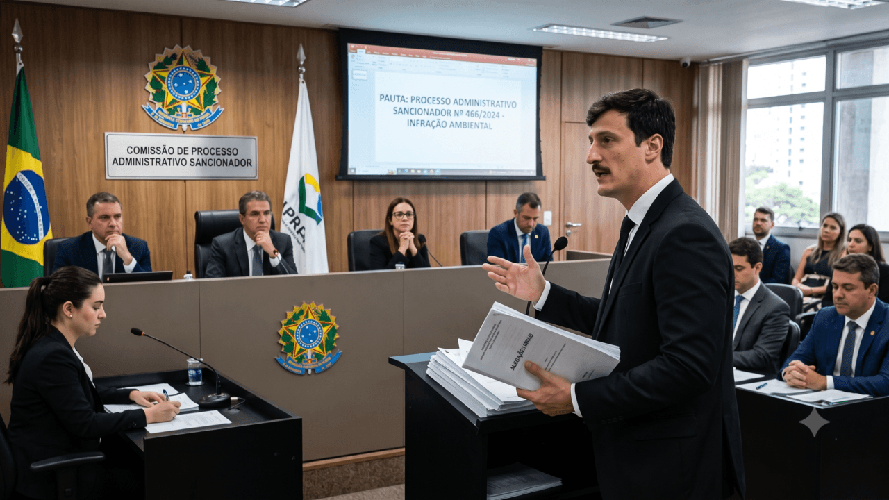 Advogado preparando defesa para um processo administrativo sancionador